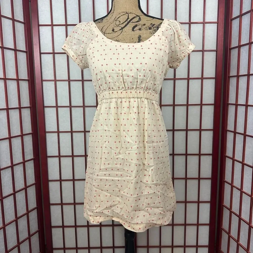 Cream Short Sleeve Twee Polka Dot Tumblr Mini Dress